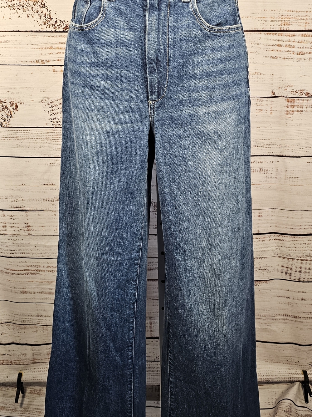 PAIGE Sasha High Rise Cuffed Wide Leg Jeans Size 28 Medium Wash